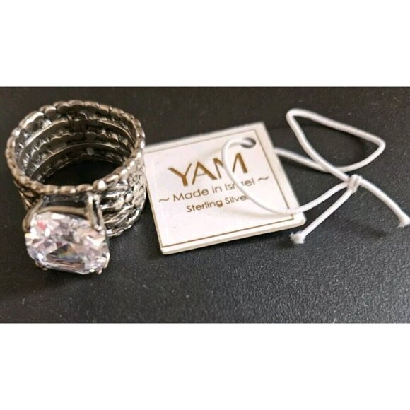 YAM Michal & Yuval 925 Sterling Silver Vintage Israel CZ Ring Size 9 - Picture 6 of 11